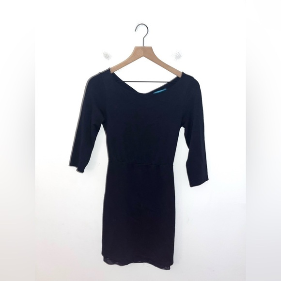 ALICE + OLIVIA Solid Dark Navy Reid Cross Back Sheath Mini Dress Size 4 - Picture 3 of 8